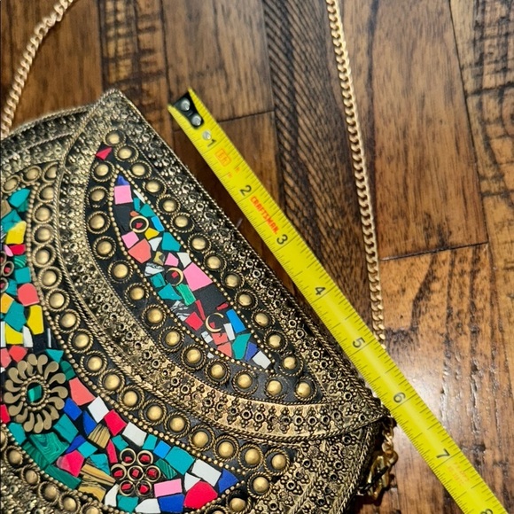 Ramla Chic Colorful Mosaic Tile Clutch or shoulder metal bag strap included - Picture 13 of 16